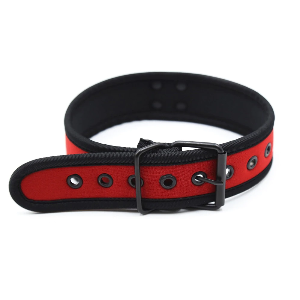 Pup Hood Kit Harness Collar Arm Bands Dog Mask Puppy Play - Red