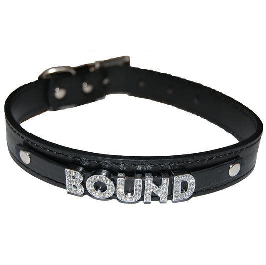 BOUND Fetish Bondage Collar Sub Black, Red, Pink, Blue & White