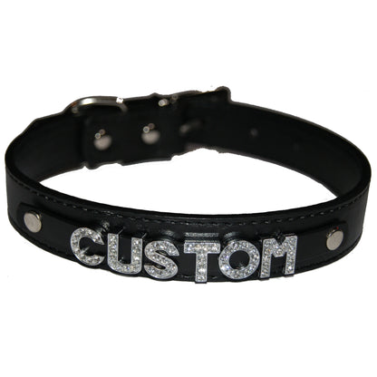 CUSTOM Fetish Personalised Bespoke Collar Black Red Pink Blue White