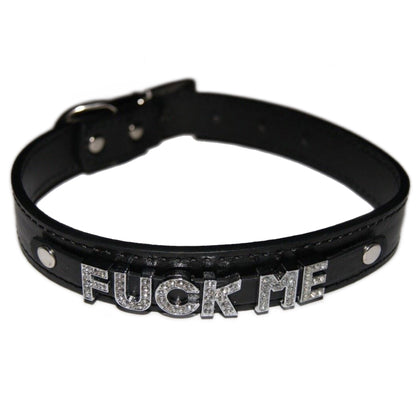 FUCK ME Fetish Collar Slut Nympho Black, Red, Pink, Blue & White