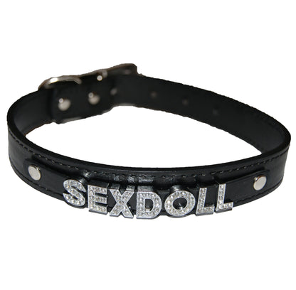 SEXDOLL Fetish Collar Bimbo Trophy Wife Black, Red, Pink, Blue & White