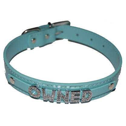 OWNED Fetish Collar Submissive Slave Sub Black, Red, Pink, Blue & White