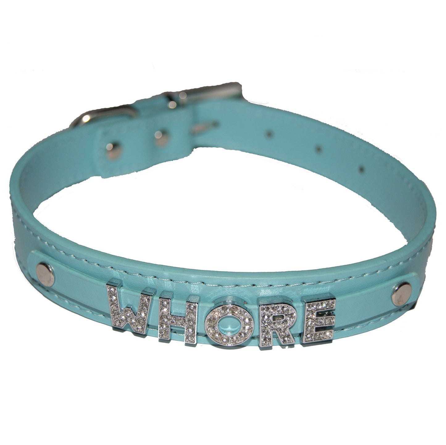 WHORE Fetish Collar Hotwife Slut Sub Slave Black, Red, Pink, Blue & White