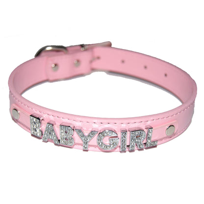 BABYGIRL Fetish Collar Sub Princess Black, Red, Pink, Blue & White