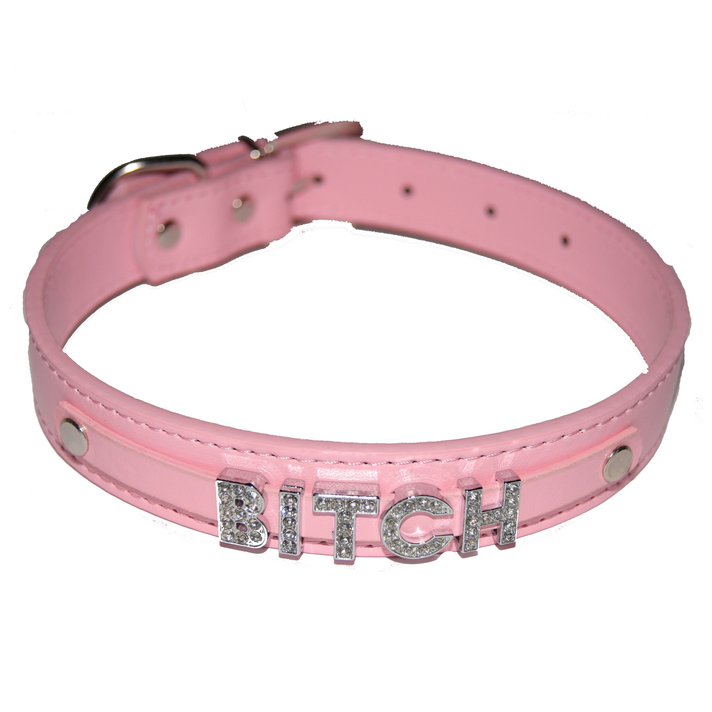 BITCH Fetish Collar Mean Girl Femdom Black, Red, Pink, Blue & White