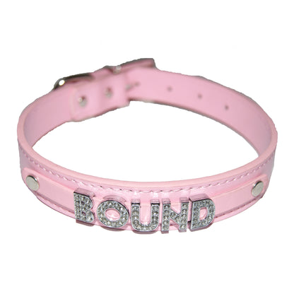 BOUND Fetish Bondage Collar Sub Black, Red, Pink, Blue & White