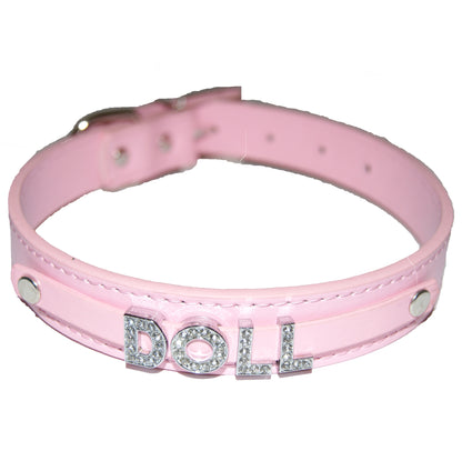 DOLL Fetish Collar Bimbo Sex Slave Black, Red, Pink, Blue & White