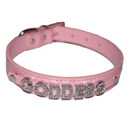 GODDESS Fetish Collar Mean Girl Femdom Black, Red, Pink, Blue & White