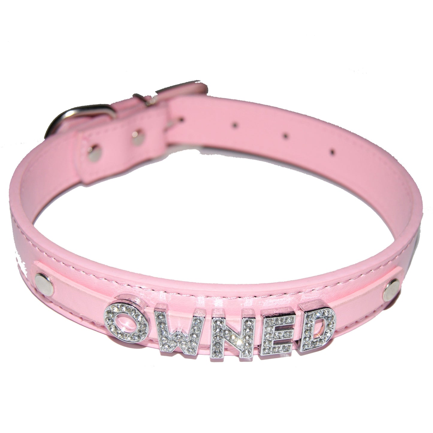 OWNED Fetish Collar Submissive Slave Sub Black, Red, Pink, Blue & White