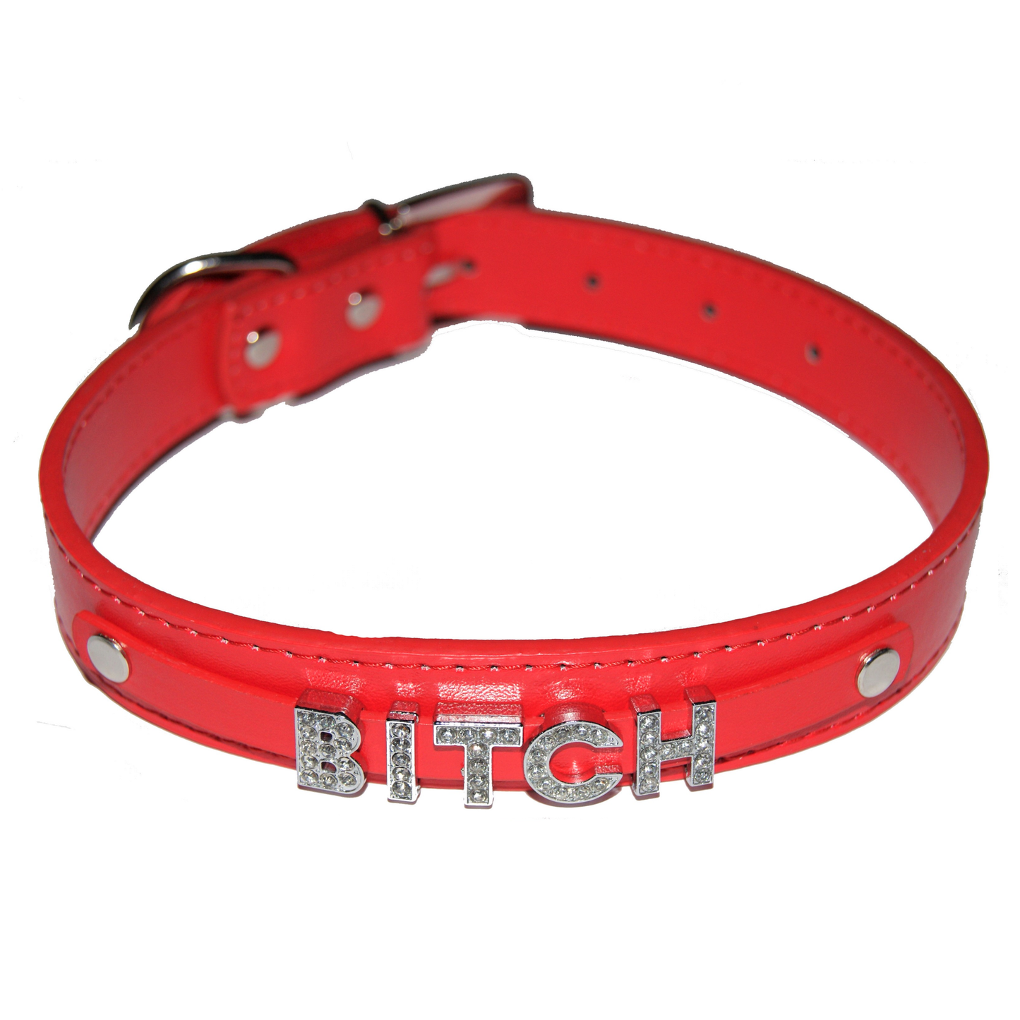 BITCH Fetish Collar Mean Girl Femdom Black, Red, Pink, Blue & White