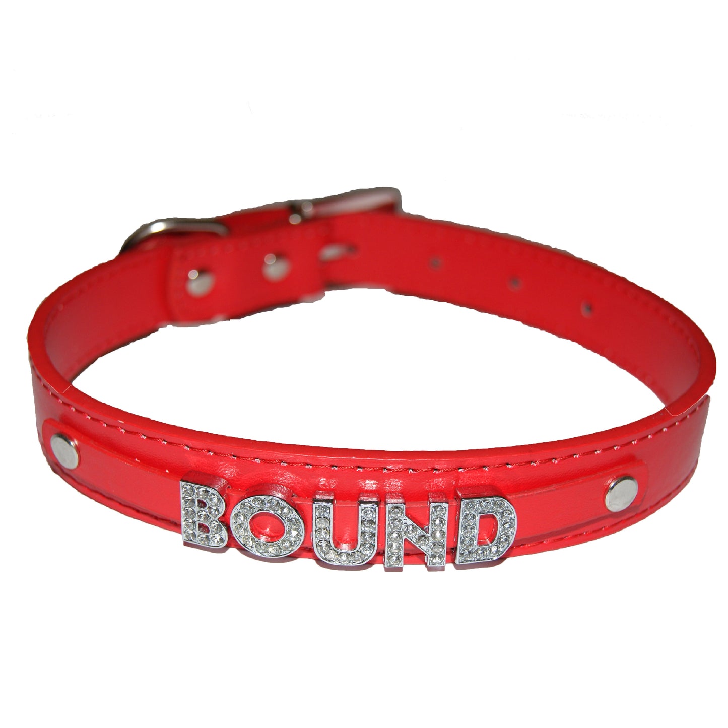 BOUND Fetish Bondage Collar Sub Black, Red, Pink, Blue & White