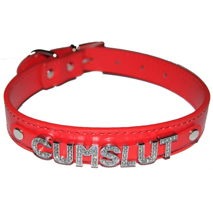 CUMSLUT Fetish Collar Slut Sub Princess Black, Red, Pink, Blue & White