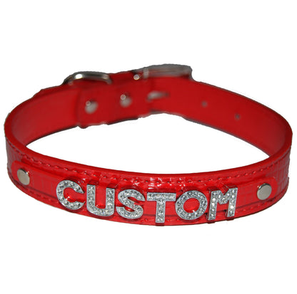 CUSTOM Fetish Personalised Bespoke Collar Black Red Pink Blue White