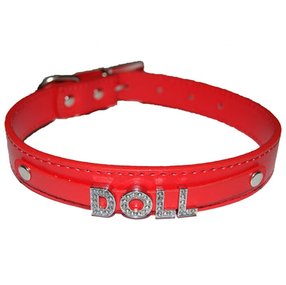 DOLL Fetish Collar Bimbo Sex Slave Black, Red, Pink, Blue & White