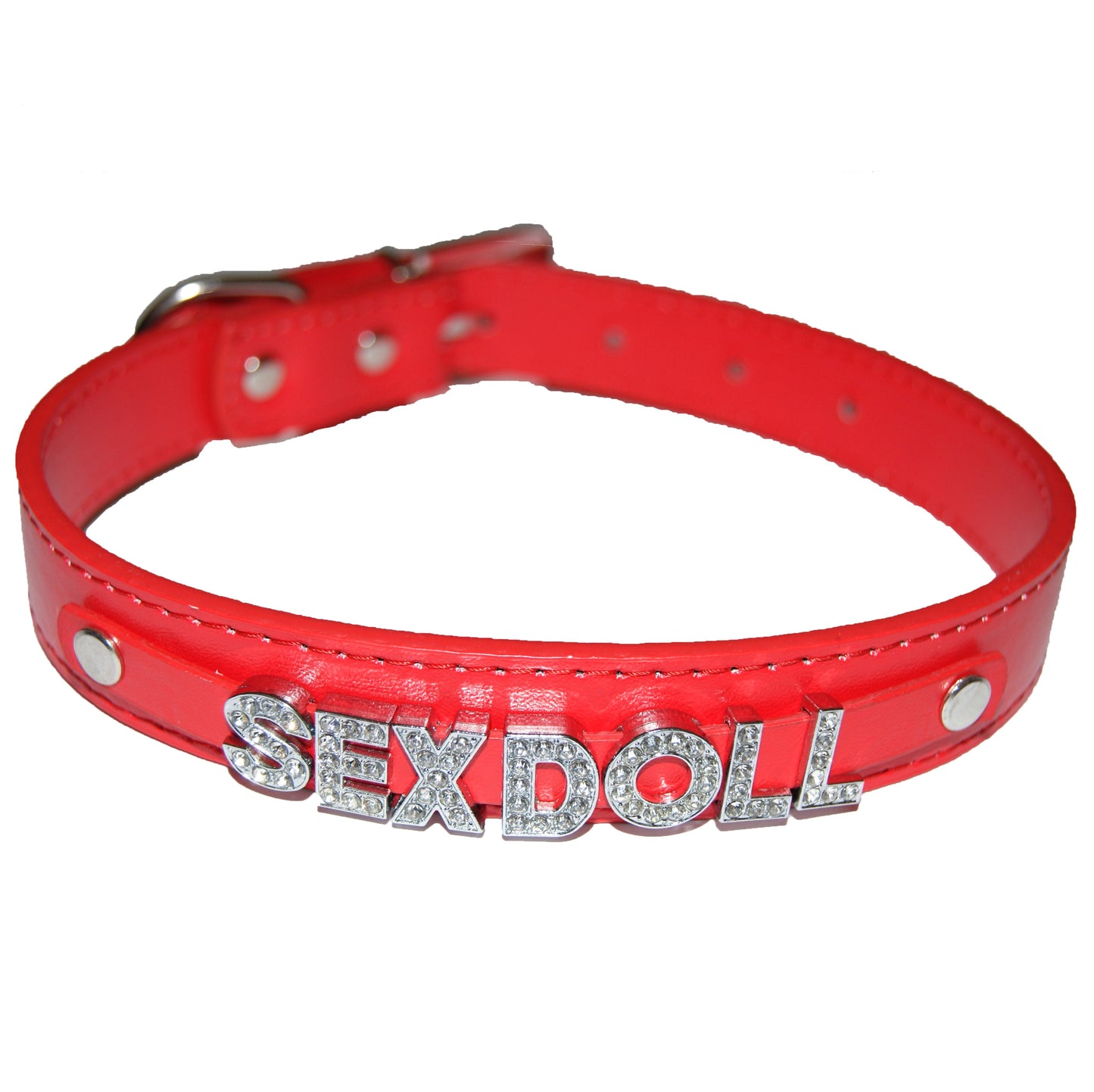 SEXDOLL Fetish Collar Bimbo Trophy Wife Black, Red, Pink, Blue & White