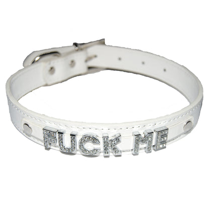 FUCK ME Fetish Collar Slut Nympho Black, Red, Pink, Blue & White