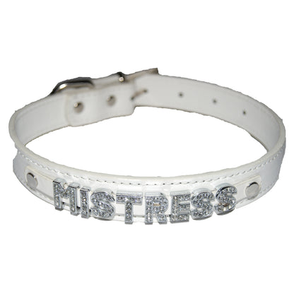 MISTRESS Collar Mean Girl Femdom Domme Black, Red, Pink, Blue & White