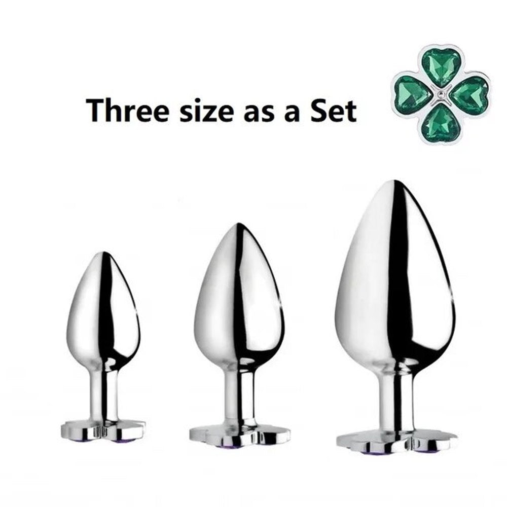 Stainless Steel St Patricks Day Four Leaf Clover Princess Butt Plug