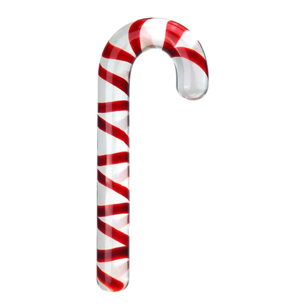 Red Striped Candy Cane Christmas Glass Dildo