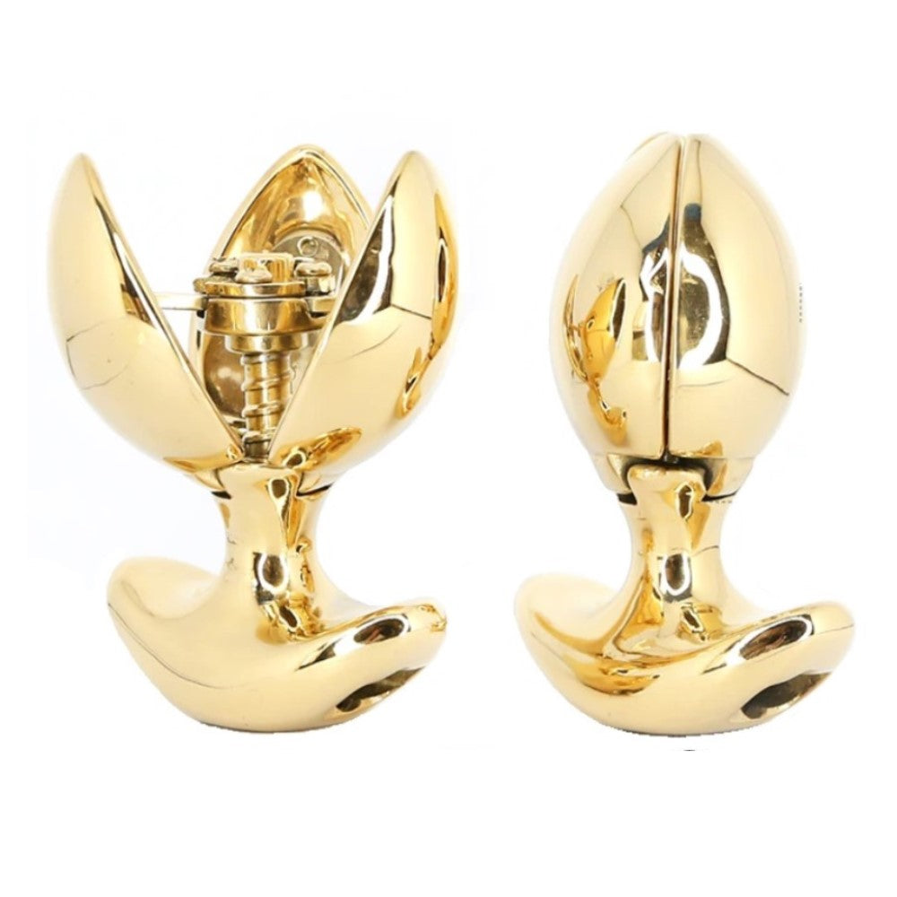 Asslock Flower Gold Plated Anal Lock Expanding & Locking Chastity Butt Plug