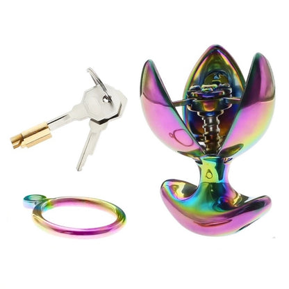 Asslock Flower Rainbow Anal Lock Expanding & Locking Chastity Butt Plug