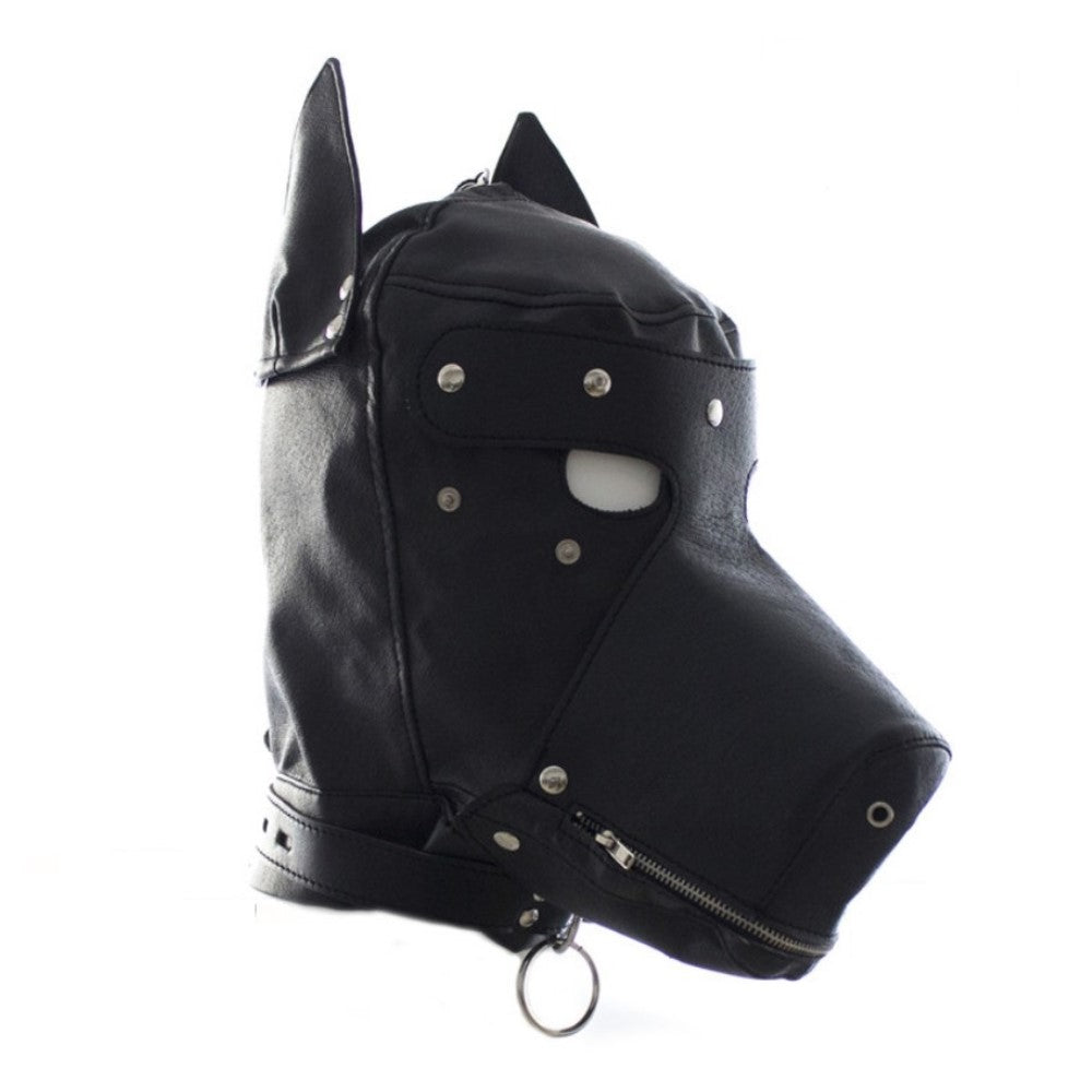 Dog Hood Gimp Mask With Zipper Mouth Gag Blindfold for Puppy Play