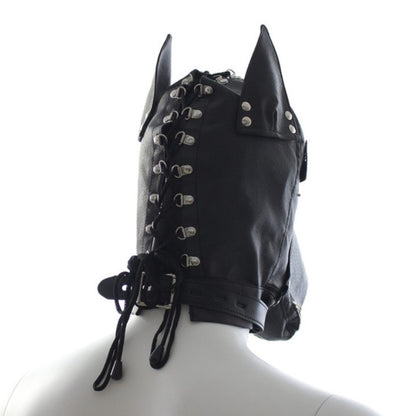 Dog Hood Gimp Mask With Zipper Mouth Gag Blindfold for Puppy Play