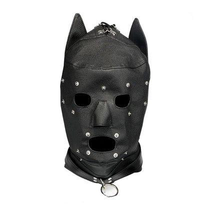 Dog Hood Gimp Mask With Zipper Mouth Gag Blindfold for Puppy Play