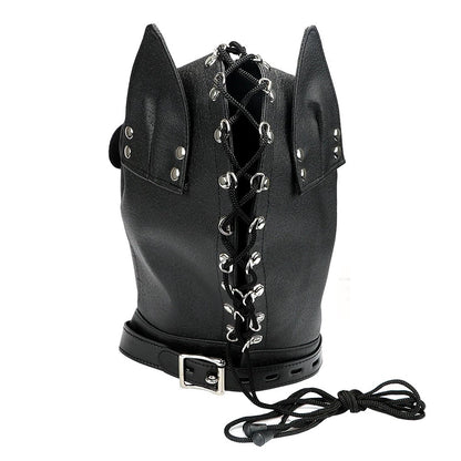 Dog Hood Gimp Mask With Zipper Mouth Gag Blindfold for Puppy Play