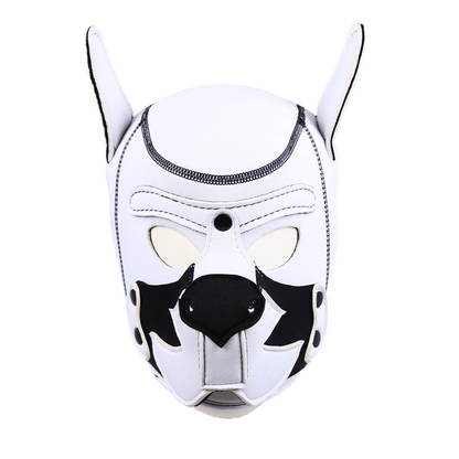 Neoprene White Wolf Hood Gimp Mask Puppy Fox Play