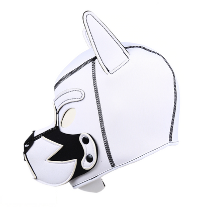 Neoprene White Wolf Hood Gimp Mask Puppy Fox Play